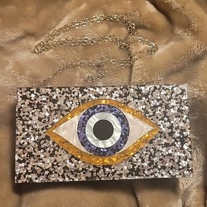 Evil Eye Acrylic Clutch Glitter Evening Chain Shoulder Crossbody